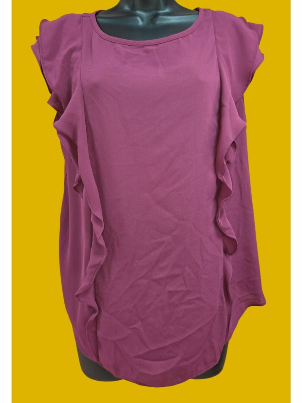 Loft Outlet Womens Ruffled Sleeveless Blouse Large In Plum Purple